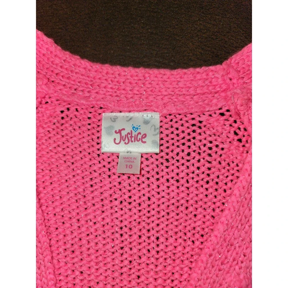 Justice lot of 2 pink sweaters exclamation point and‎ button up size 10